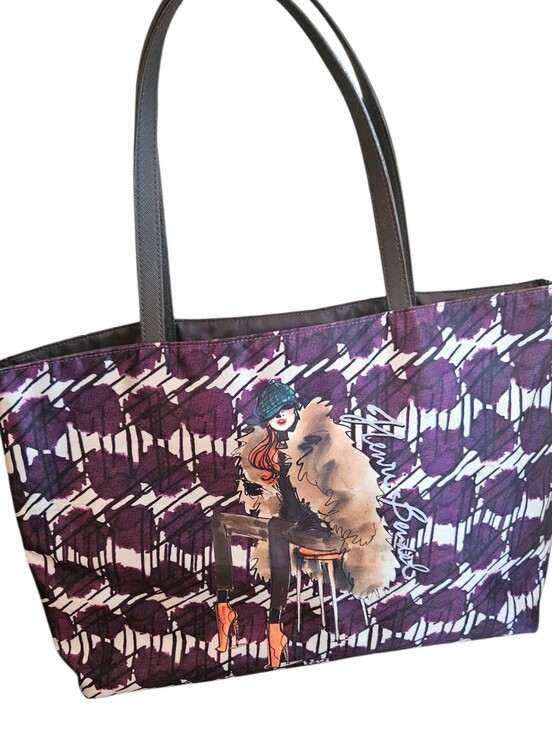 henri bendel Handbags - Henri Bendel NYC Fashion Illustration Purple Graphic Tote Shopper Bag